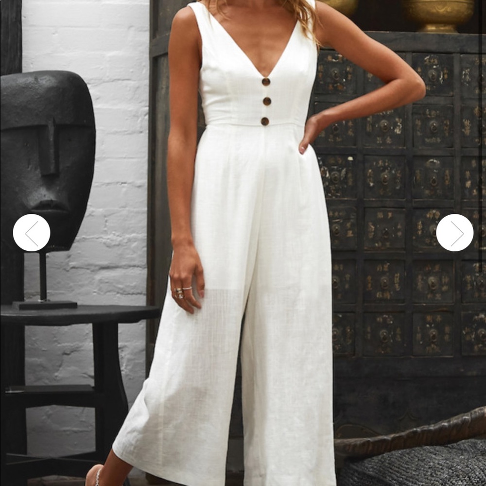 Fortunate One Sabrina White Linen Jumpsuit